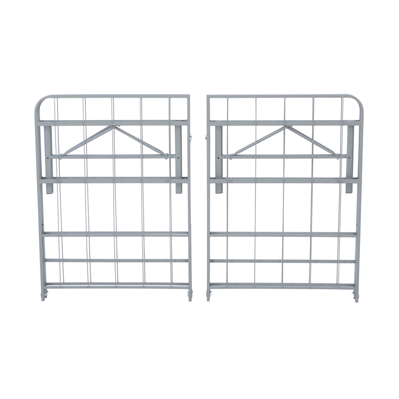 Linon Lowell Queen Folding Platform Mattress Base in Grey Powder Coated Steel