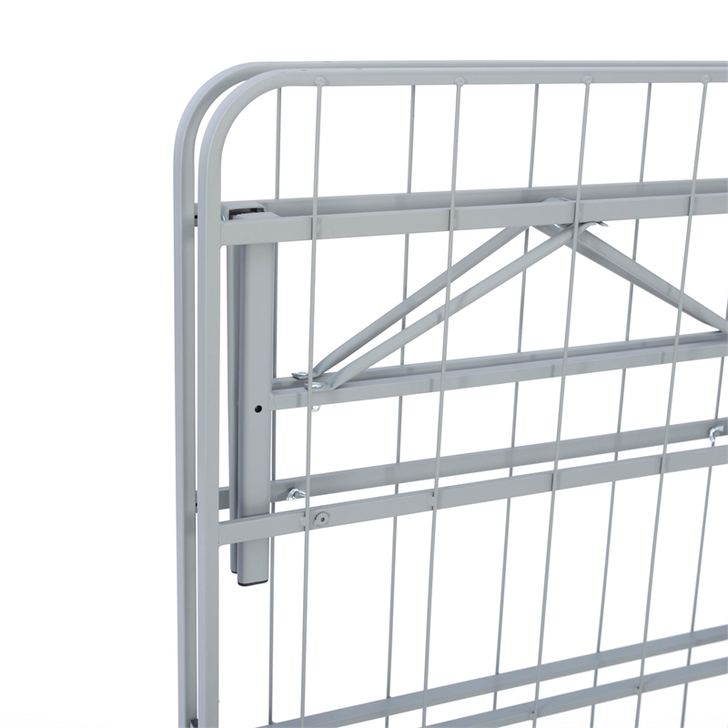 Linon Lowell Queen Folding Platform Mattress Base in Grey Powder Coated Steel