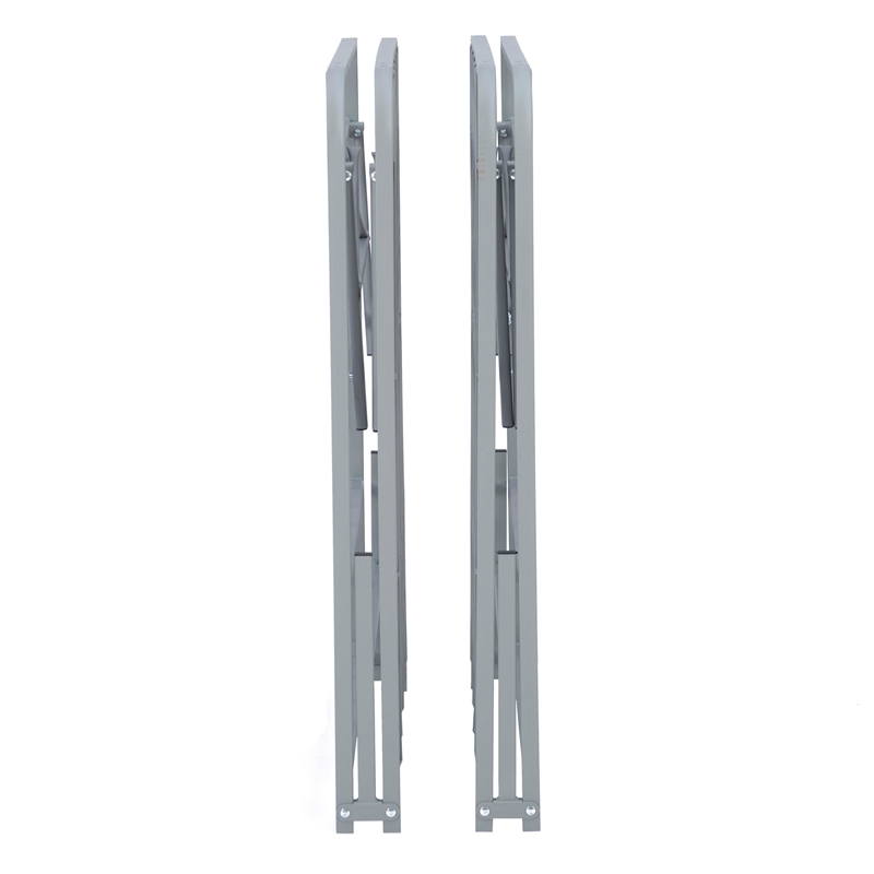 Linon Lowell Queen Folding Platform Mattress Base in Grey Powder Coated Steel