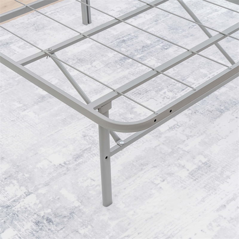 Linon Lowell Queen Folding Platform Mattress Base in Grey Powder Coated Steel