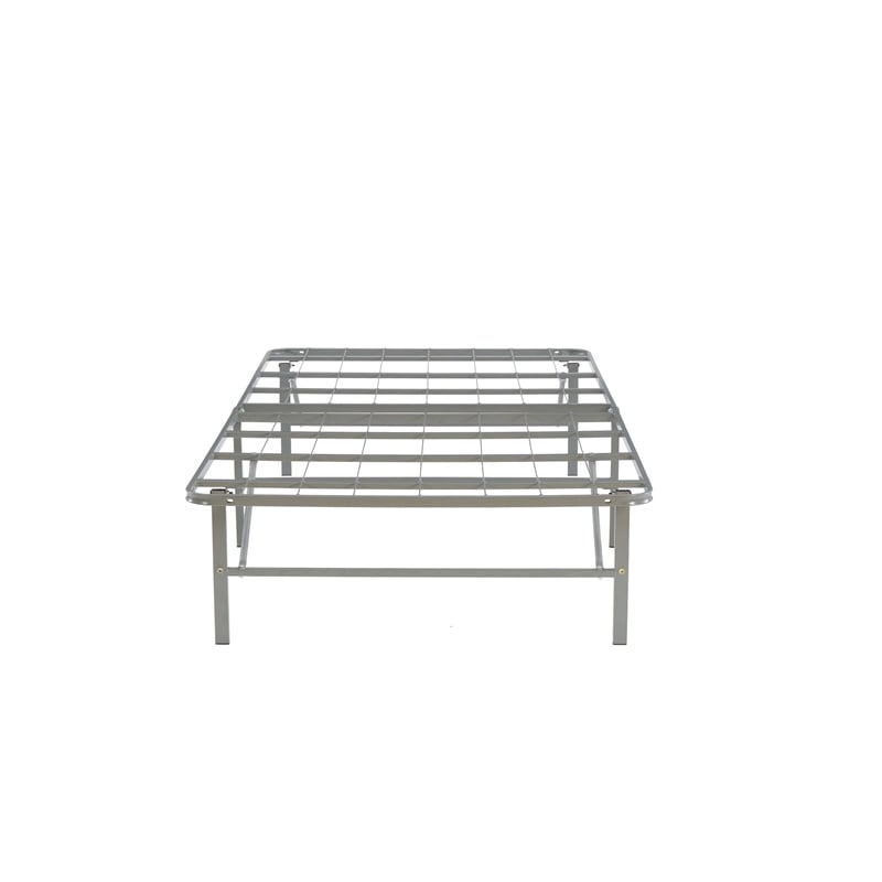 Linon Lowell Twin Folding Platform Mattress Base in Grey Powder Coated Steel