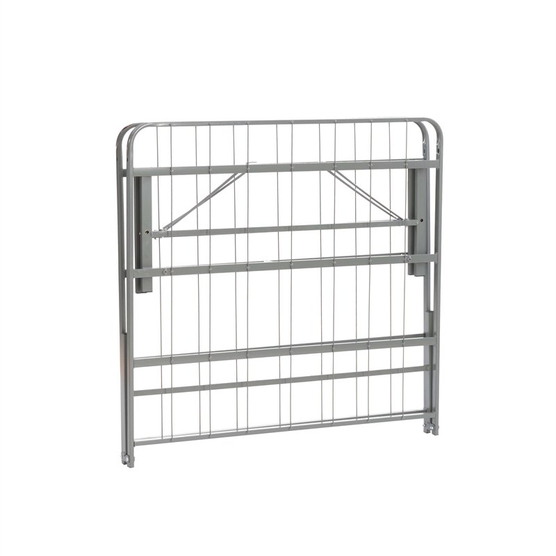 Linon Lowell Twin Folding Platform Mattress Base in Grey Powder Coated Steel