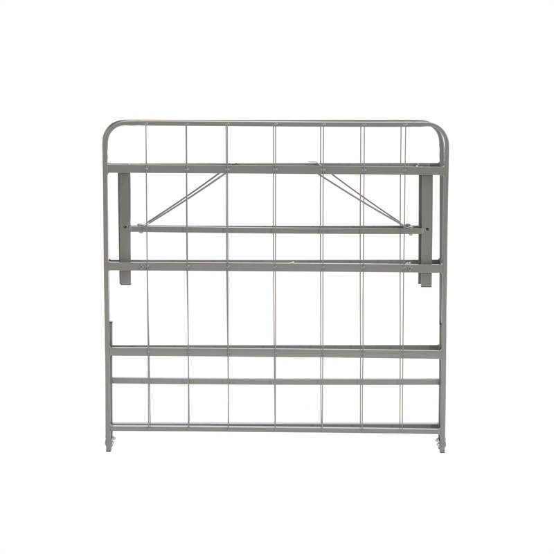 Linon Lowell Twin Folding Platform Mattress Base in Grey Powder Coated Steel