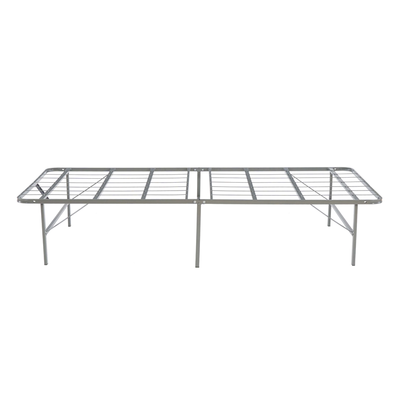 Linon Lowell Twin Folding Platform Mattress Base in Grey Powder Coated Steel