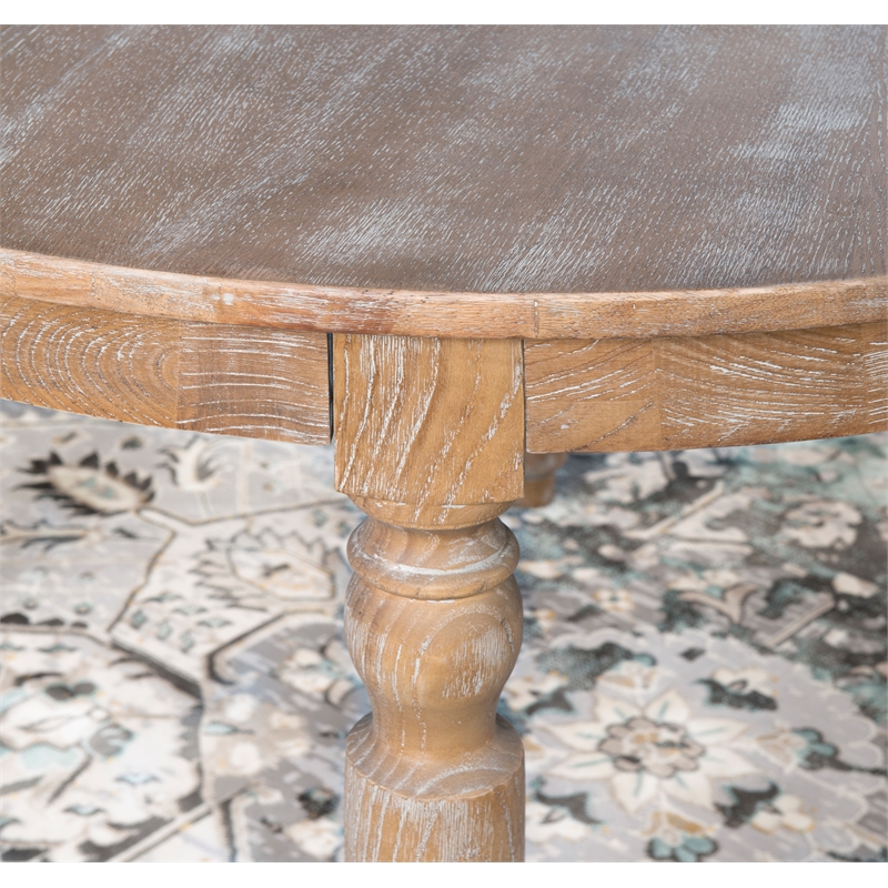 Linon Avalon 5 Piece Round Dining Table and 4 Upholstered Chairs in Natural Wood