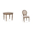 Linon Avalon 5 Piece Round Dining Table and 4 Upholstered Chairs in Natural Wood