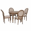 Linon Avalon 5 Piece Round Dining Table and 4 Upholstered Chairs in Natural Wood