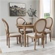 Linon Avalon 5 Piece Round Dining Table and 4 Upholstered Chairs in Natural Wood