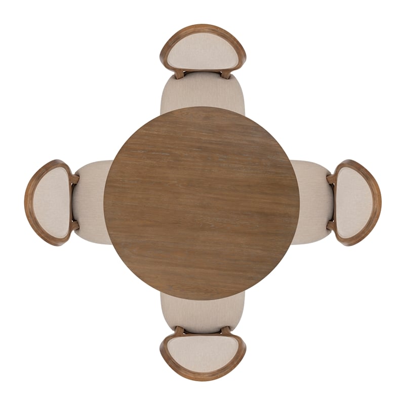 Linon Avalon 5 Piece Round Dining Table and 4 Upholstered Chairs in Natural Wood