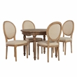Linon Avalon 5 Piece Round Dining Table and 4 Upholstered Chairs in Natural Wood