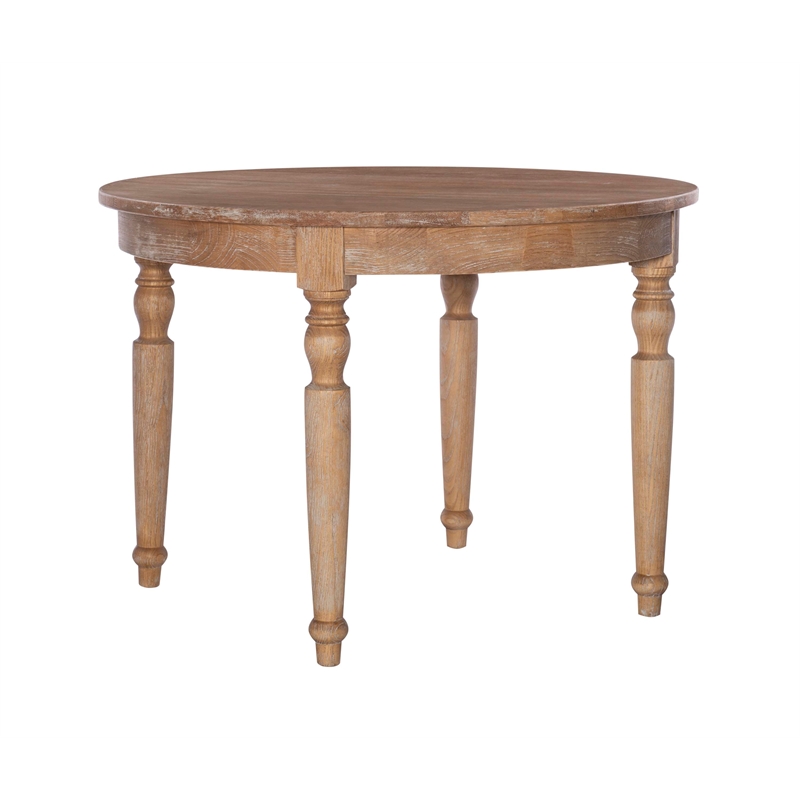 Linon Avalon 5 Piece Round Dining Table and 4 Upholstered Chairs in Natural Wood