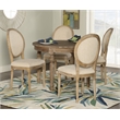 Linon Avalon 5 Piece Round Dining Table and 4 Upholstered Chairs in Natural Wood