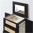 Linon Winnie Jewelry Armoire 5 Drawers/Cane Front Panels in Black Painted Wood