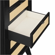 Linon Winnie Jewelry Armoire 5 Drawers/Cane Front Panels in Black Painted Wood