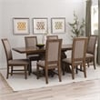 Linon Carver 7 Pce Extendable Dining Set with 6 Upholstered Chairs in Brown Wood