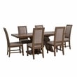 Linon Carver 7 Pce Extendable Dining Set with 6 Upholstered Chairs in Brown Wood