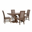 Linon Carver 5 Pce Extendable Dining Set with 4 Upholstered Chairs in Brown Wood