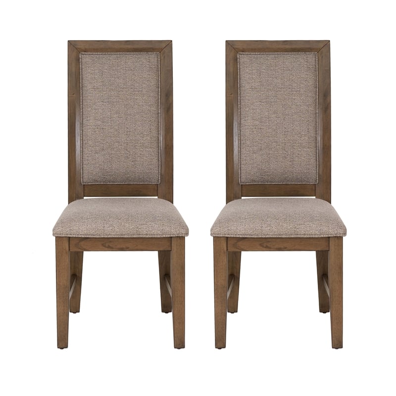 Linon Carver 5 Pce Extendable Dining Set with 4 Upholstered Chairs in Brown Wood