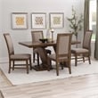 Linon Carver 5 Pce Extendable Dining Set with 4 Upholstered Chairs in Brown Wood