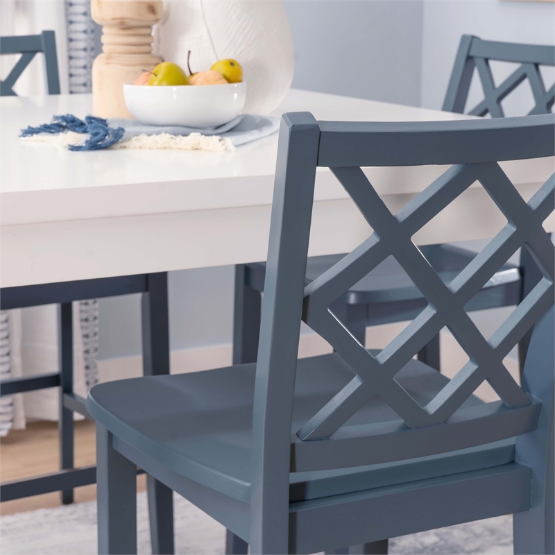 Linon Nico 5 Pce Counter Dining Set White Table/4 Graphite Gray Chairs in Wood