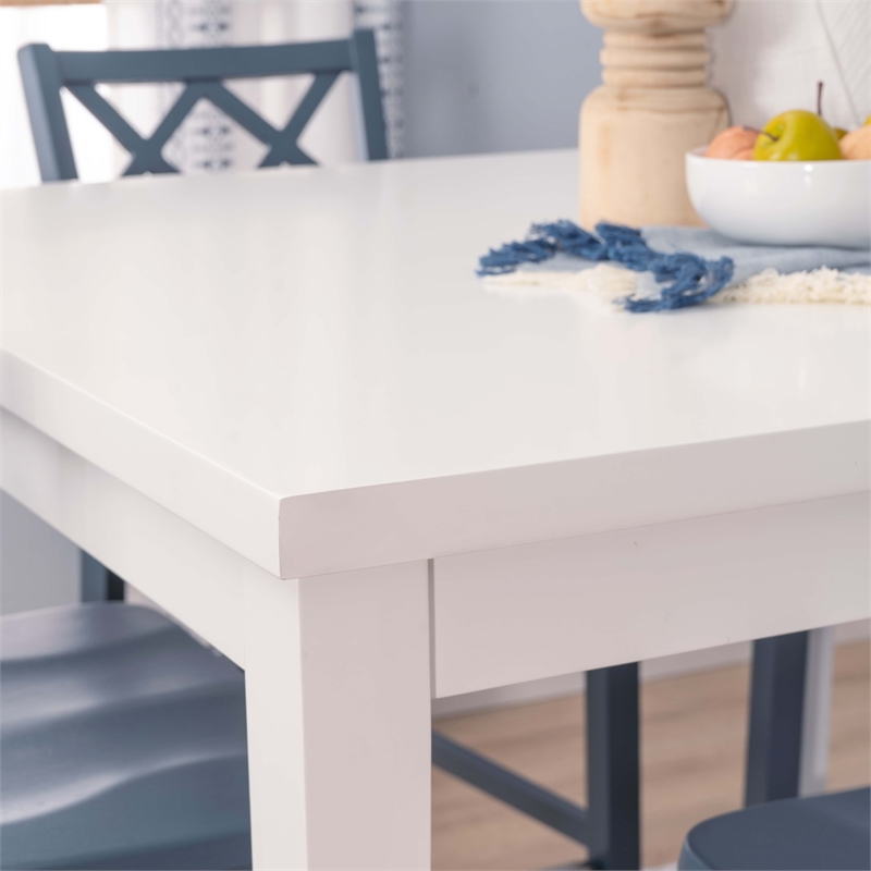 Linon Nico 5 Pce Counter Dining Set White Table/4 Graphite Gray Chairs in Wood