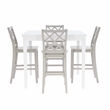 Linon Nico 5 Pce Counter Dining Set White Table/4 Light Gray Chairs in Wood