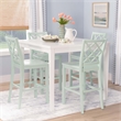 Linon Nico 5 Pce Counter Dining Set White Table/4 Mint Green Chairs in Wood