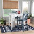 Linon Nico 3 Pce Counter Dining Set White Table/2 Chairs in Graphine Gray Wood