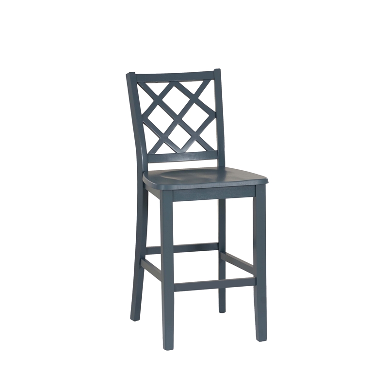 Linon Nico 3 Pce Counter Dining Set White Table/2 Chairs in Graphine Gray Wood