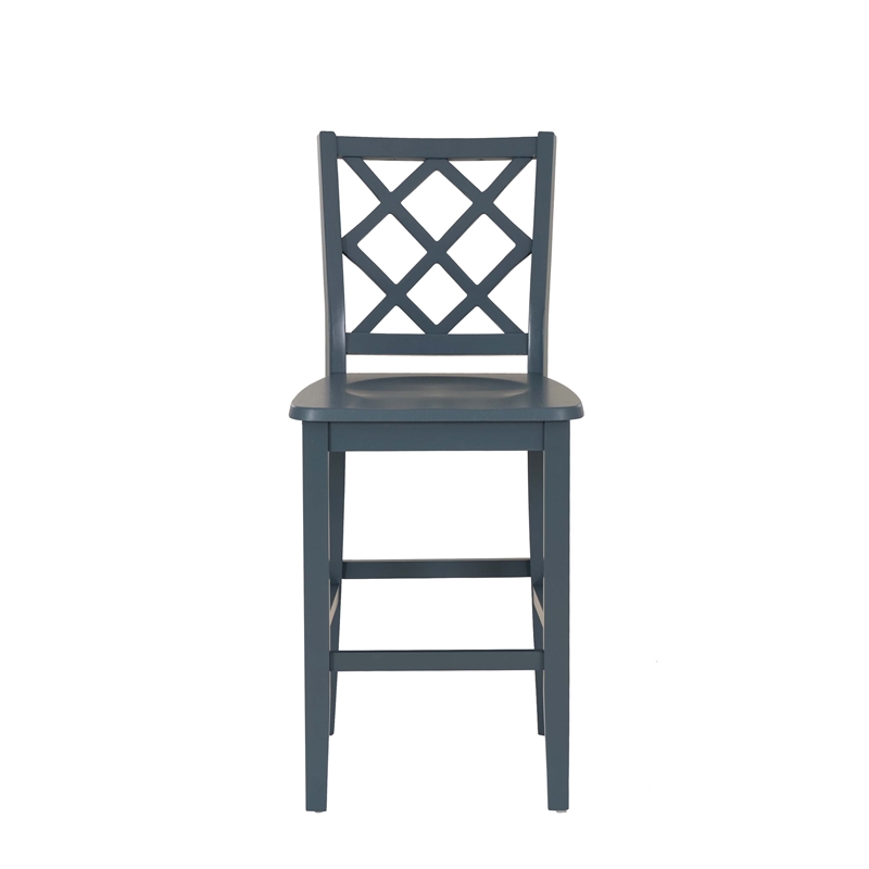 Linon Nico 3 Pce Counter Dining Set White Table/2 Chairs in Graphine Gray Wood