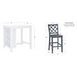 Linon Nico 3 Pce Counter Dining Set White Table/2 Chairs in Graphine Gray Wood