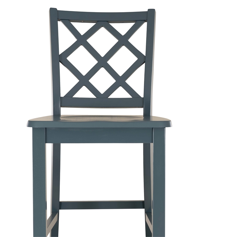 Linon Nico 3 Pce Counter Dining Set White Table/2 Chairs in Graphine Gray Wood