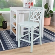 Linon Nico 3 Pce Counter Dining Set White Table/2 Mint Green Chairs in Wood