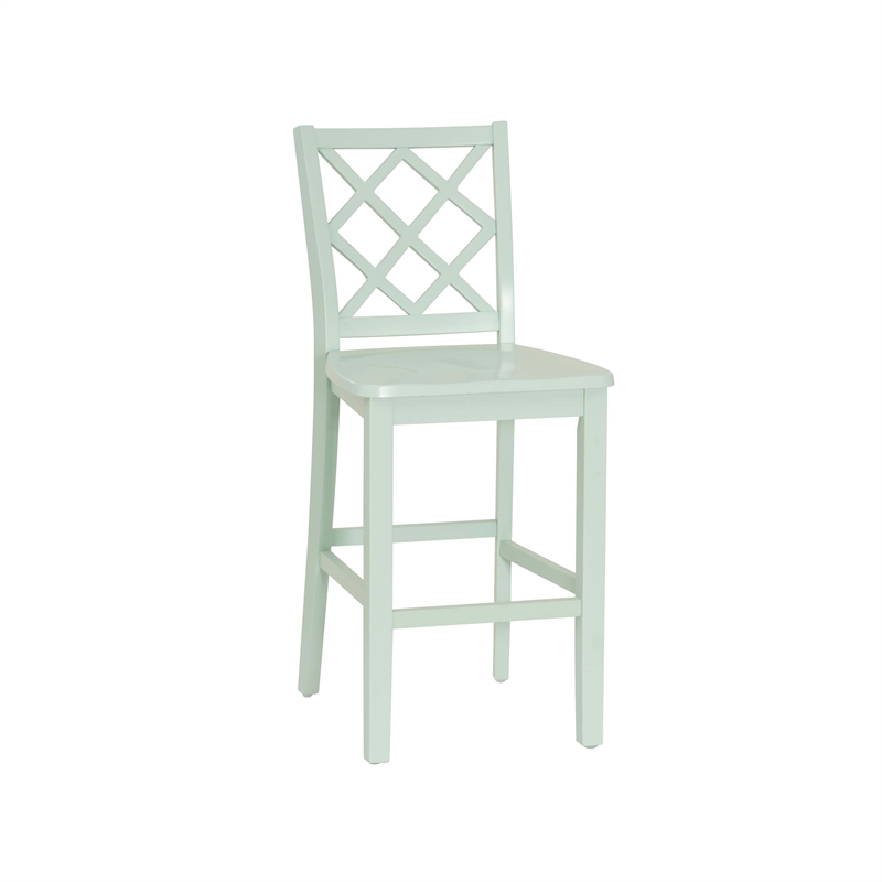 Linon Nico 3 Pce Counter Dining Set White Table/2 Mint Green Chairs in Wood