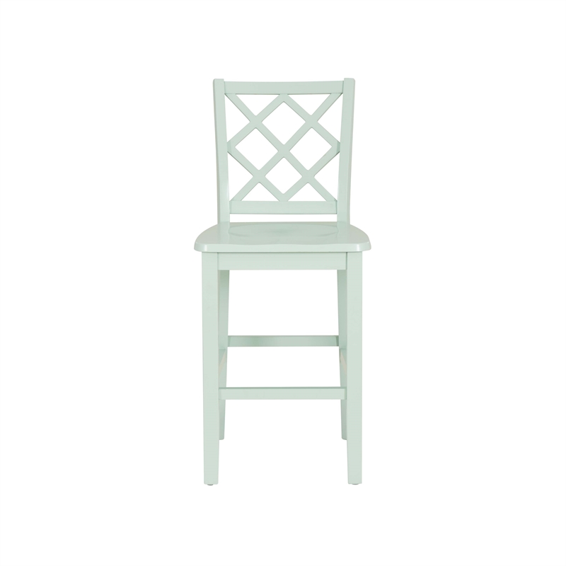 Linon Nico 3 Pce Counter Dining Set White Table/2 Mint Green Chairs in Wood