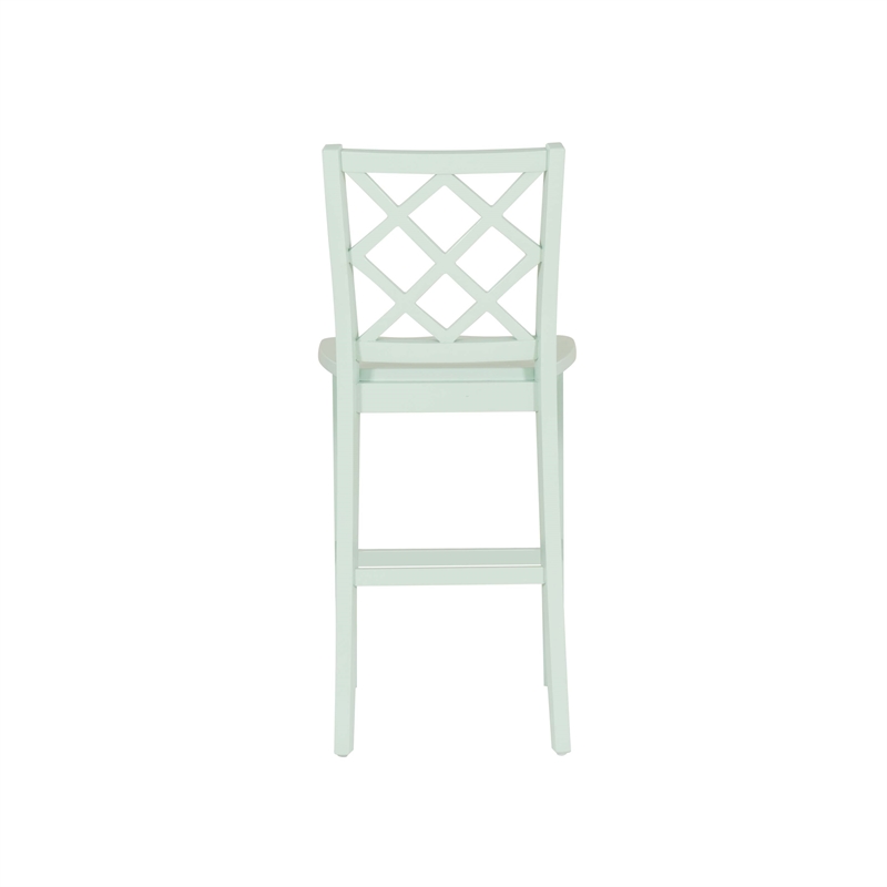 Linon Nico 3 Pce Counter Dining Set White Table/2 Mint Green Chairs in Wood