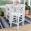 Linon Nico 3 Pce Counter Dining Set Table with Storage/2 Chairs in White Wood