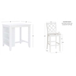 Linon Nico 3 Pce Counter Dining Set Table with Storage/2 Chairs in White Wood