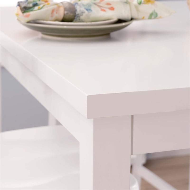 Linon Nico 5 Piece Counter Dining Set Table/4 Lattice Back Chairs in White Wood