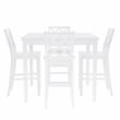 Linon Nico 5 Piece Counter Dining Set Table/4 Lattice Back Chairs in White Wood