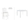 Linon Nico 5 Piece Counter Dining Set Table/4 Lattice Back Chairs in White Wood