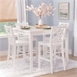 Linon Nico 5 Piece Counter Dining Set Table/4 Lattice Back Chairs in White Wood
