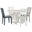 Linon Nico 5 Pce Dining Set White Round Table/4 Multi Color Chairs in Solid Wood