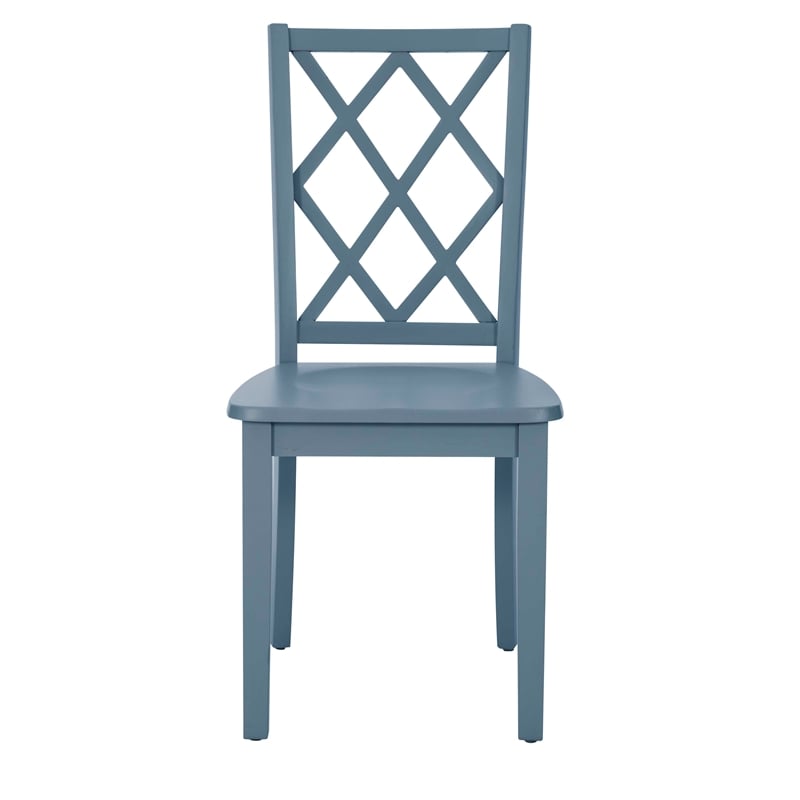 Linon Nico 5 Piece Dining Set White Round Table/4 Gray Chairs in Solid Wood