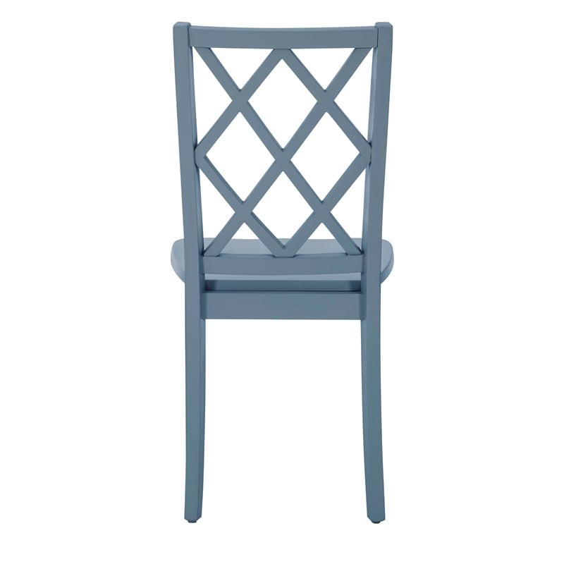 Linon Nico 5 Piece Dining Set White Round Table/4 Gray Chairs in Solid Wood