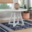 Linon Nico 5 Piece Dining Set White Round Table/4 Gray Chairs in Solid Wood