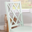 Linon Nico 5 Pce Dining Set White Round Table/4 Mint Green Chairs in Solid Wood
