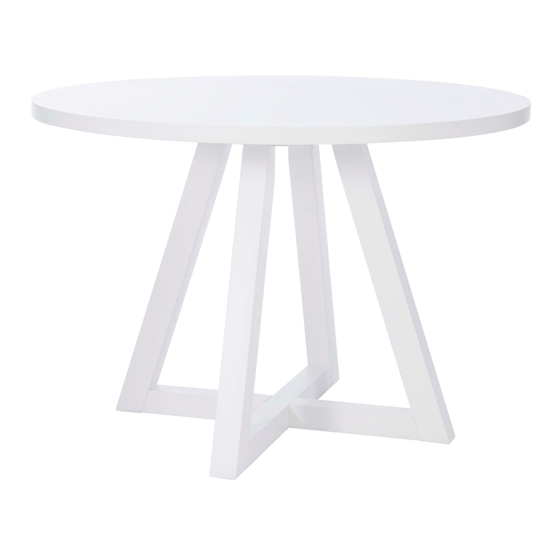 Linon Nico 5 Pce Dining Set White Round Table/4 Mint Green Chairs in Solid Wood