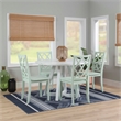Linon Nico 5 Pce Dining Set White Round Table/4 Mint Green Chairs in Solid Wood