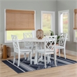 Linon Nico 5 Pce Dining Set Round Table/4 Lattice Back Chairs in White Wood